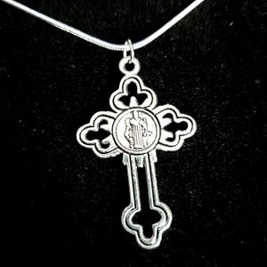 Saint Benedict Double Sided 22" \. 925 Sterling Silver Necklace